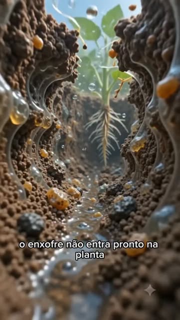 Visualização científica do processo de assimilação de enxofre pela planta.