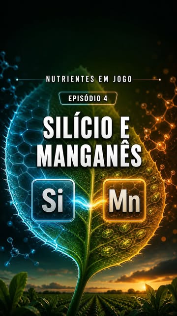 Cena imersiva sobre a interação entre silício e manganês em uma planta.